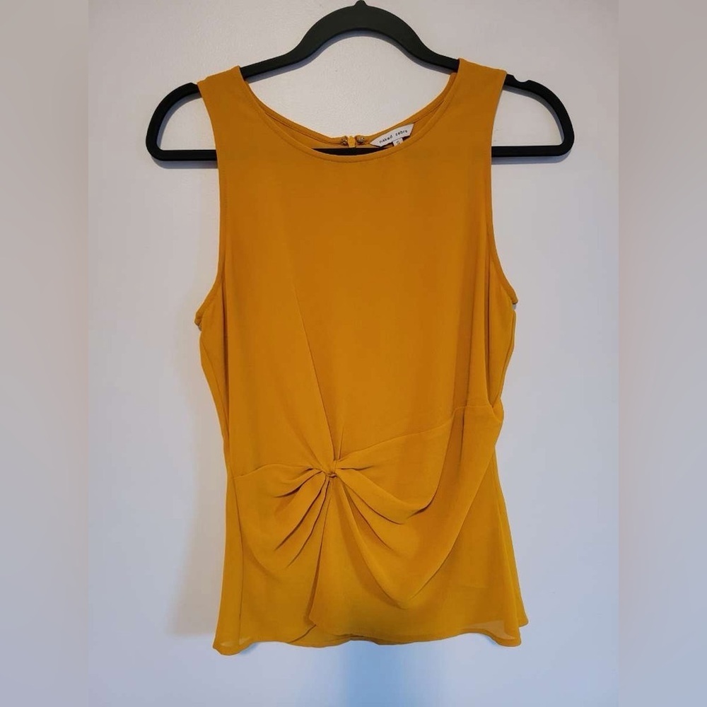 Naked Zebra Twist-Front Tank Top in Mustard Yellow